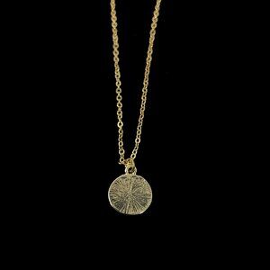 2-sided Starfish and Hammered Disc Gold Tone 16" Pendant Necklace